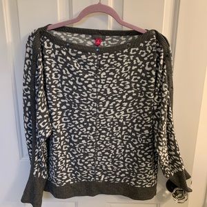 Vince Camuto Leopard Print Snap Sweater